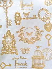 Harrods Printed in Golden Vintage Collection Curiosities Tea Towel *discontinued