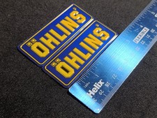 2x OHLINS Metal Decal/Sticker, Blue, Heat Proof-Motorbike Exhaust. Free Delivery