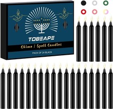 Tobeape 24 Pack Black Candles Spell Chime 4 inch Taper Candle-24pcs, 