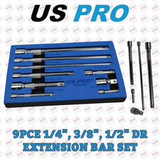 US PRO Tools 9pc 1/4" 3/8" 1/2" Dr Extension Bar Set, Sockets bars 4190