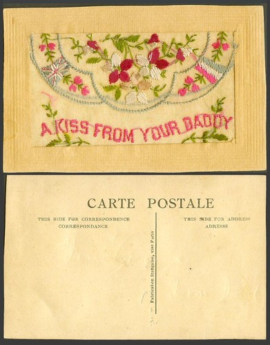Ww1 silk embroidered old - silk,