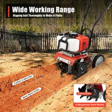 52cc Petrol Cultivator Rotavator Tiller Garden Allotment Soil Vegetable Patch UK