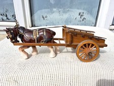 VINTAGE CERAMIC MELBAWARE SHIRE HORSE & WOODEN CART