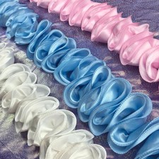 5 Yards Ruffled Pleated Lace Satin Trim Fabric Ribbon Craft Accessories 10cm