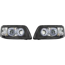 RHD LHD Projector Headlights Pair Angel Eyes Black For VW T5 2003-2010