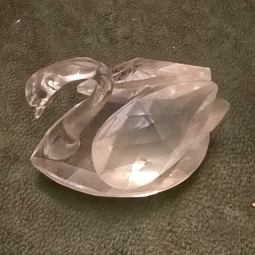 Clear glass swan figurine - glass,