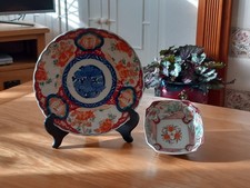 Antique Japanese Porcelain Imari Plate & Bowl Both Hand Paint.