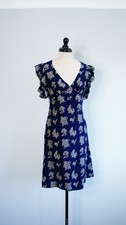 Y2K Betsey Johnson silk navy blue dress - Size XS Small, cutout tie back