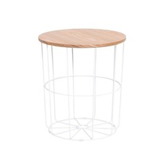 Side Table Ash Veneer White Removable Top Metal Legs Living Room Bedroom