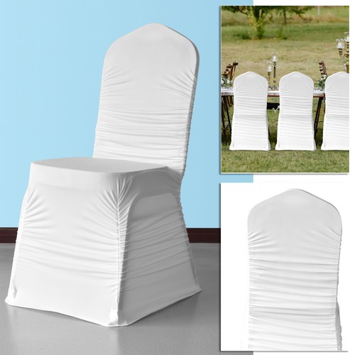 White ruched chair covers - white,