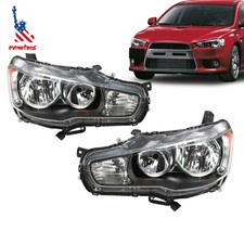 Set For 2008-2017 Mitsubishi Lancer EVO X Halogen Headlights LH+RH