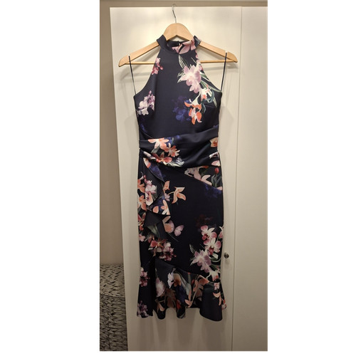 Lipsy navy floral high neck - navy,