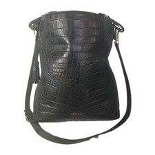 Coccinelle Croc-Embossed Large Leather Tote Bag - Black - Good Condition