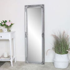 Tall slim silver wall mirror shabby vintage chic French ornate bedroom hallway