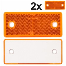 2x AMBER ORANGE Oblong Rectangular Screw on Trailer Caravan Reflectors 96x42 mm 
