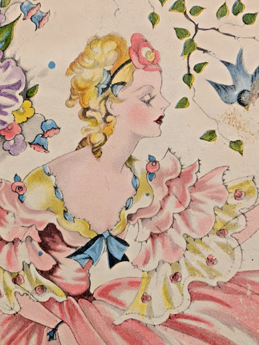 Vtg 1940 birthday wife blue - 1940's,