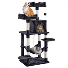 150cm Multilevel Cat Tree Cat Tower w/Large Condo&Perch&Scratching Post,Black