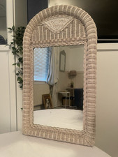 1970s White Wicker Mirror