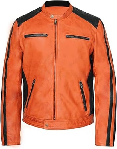 Men leather jacket biker - men's,