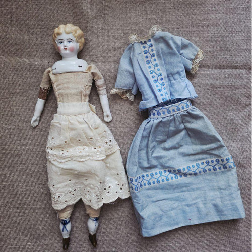 Antique german china - doll, 13.8