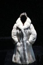 Blue fox full length fur coat