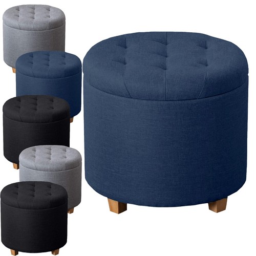 Ottoman storage box round - ottoman,