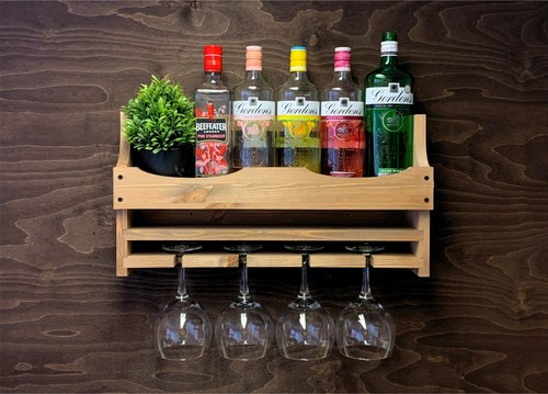 Gin shelf wine - shelf, bottle