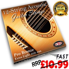 12 STRING Acoustic Guitar Strings Set Steel Bronze Extra Light RRP £10.99 ADAGIO