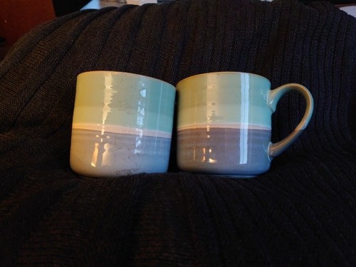 Blue green glazed stoneware - blue, &
