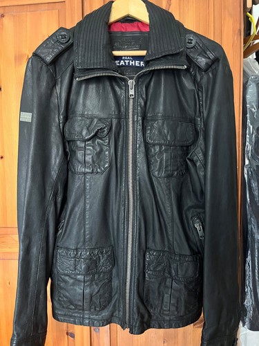 Mens black superdry leather - mens,