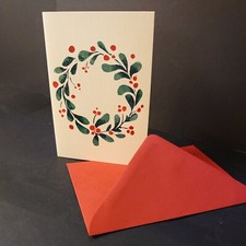 Christmas Art cards from original lino cut print 20 pack folded blank A6 red env