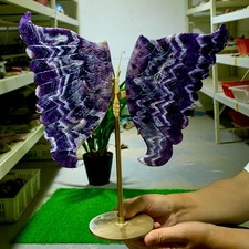 2.28LB Natural beautiful Dreamy Amethyst Handcarved Butterfly wings specimen