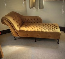 Antique Gold Velvet Chaise