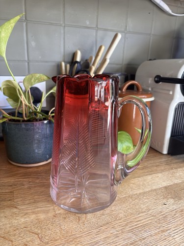 Cranberry glass cut - cut, clear