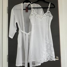 ZARA HOME Set: Dressing Gown & Nightdress Extra Fine Cotton And Lace. S/M