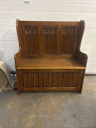 Vintage wooden monks bench - wooden,