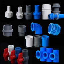 PVC Water Supply Pipe BSP Threaded Fittings Adapter Joint Various Sizes - 3Color