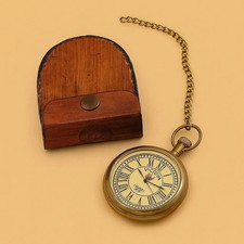 Victoria 1875 Pocket Watch - Antique Brass Timepiece in Leather Gift Box