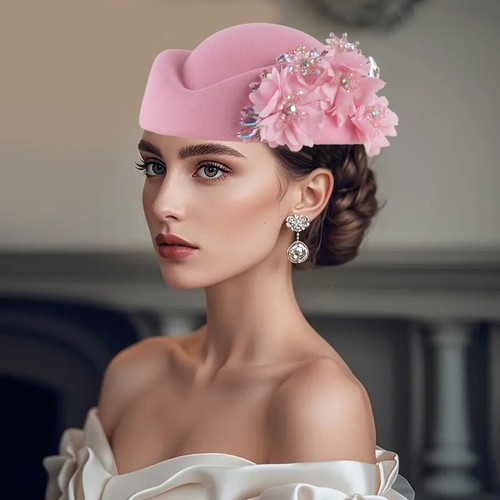 Bridal white felt - bridal, pillbox