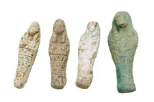 LOT OF 4 ANCIENT EGYPTIAN FAIENCE MUMMY USHABTI SHABTIES CA 664-332BCE