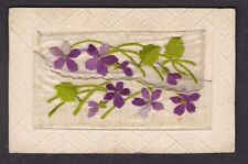 WW1 embroidered silk postcard forget me not flowers no pocket contents