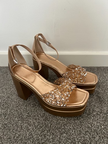 Gold platform block - gold, heels