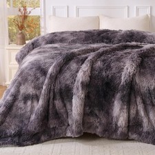 Large Faux Fur Blanket Soft Warm Fluffy Shaggy Throw Fleece Bedroom Sofa Single