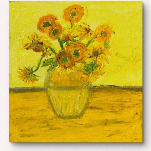 Ooak oil painting - painting, sunflowers