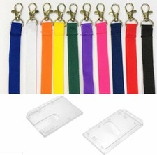 Plain Lanyard Neck Strap Lanyard & Premium Enclosed ID Security Badge Holder