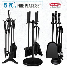 5 Piece Fireside Companion Set Fireplace Accessories Tools Tongs Poker Shovel