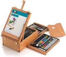 104-Piece Artist Easel Set - Acrylic, Oil, Watercolor, Pastels, Brushes, Canvas