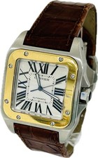Cartier Santos 100 W20072X7 2656 White Automatic Mens Watch Excellent A4059