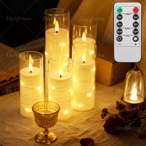 5pcs set flameless - 5pcs, pillar