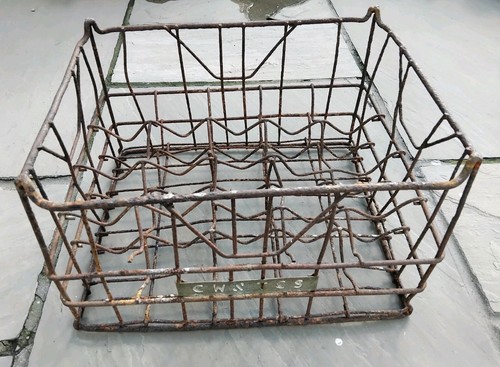 Vintage metal milk crate with - metal,